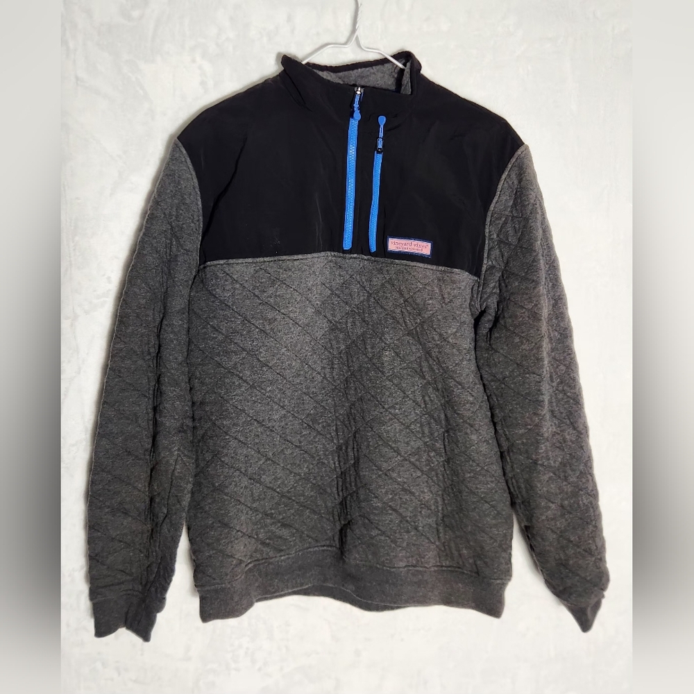 Vineyard Vines Quilted 1/4 Zip Shep Shirt Charcoal Heather Men Size Medium